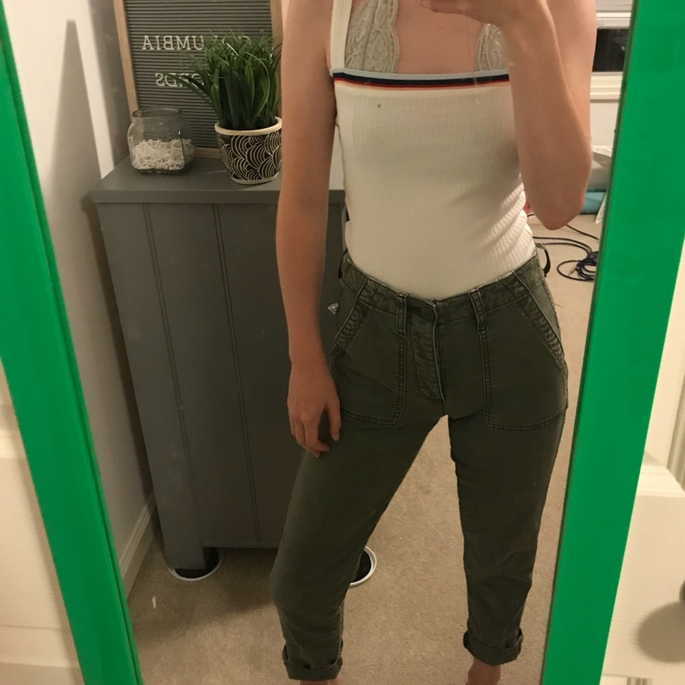 American Eagle Army Green Vintage High Rise Pants